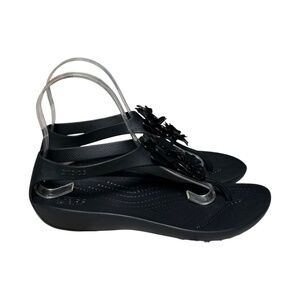 CROCS Black Floral Strap Sandals